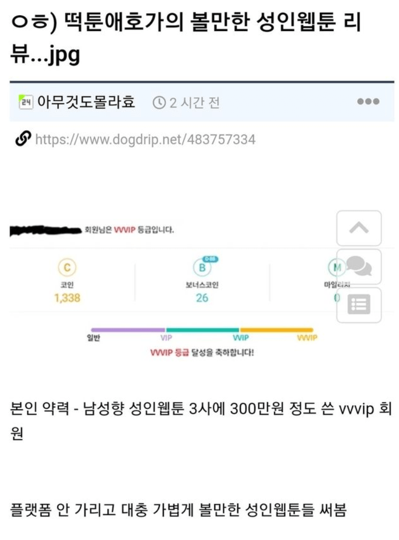 image.png ㅇㅎ) 성인 웹툰에 300만원 지른 현자의 추천리스트